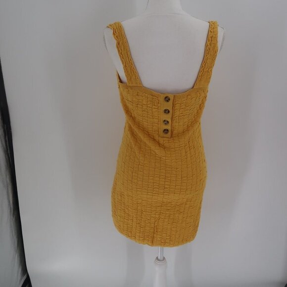 Free People Beach Mustard Yellow Dress with Button Back Detail Size Medium - Picture 5 of 6